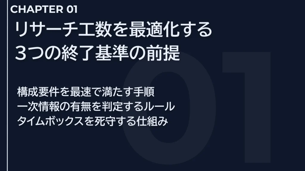 リサーチ工数を最適化する3つの終了基準の前提
